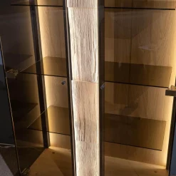 Highboard Kilva Kernesche Gebürstet Anthrazit Gebeizt Spaltholz Applikation Inklusive Beleuchtung