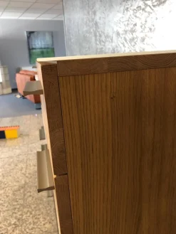 Highboard Kitzalm Montana Kernasteiche Natur Gebürstet Akzent Satinglas Snow Grau