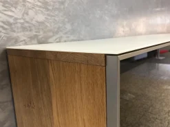 Highboard Kitzalm Montana Kernasteiche Natur Gebürstet Akzent Satinglas Snow Grau