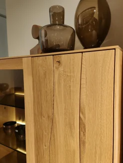 Highboard Mileto C Asteiche Gebürstet Und Geölt Metallgestell Schwarz Inklusive LED Beleuchtung Mit Fernbedienung