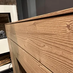 Highboard Mit Passepartout Bergfichte Gebürstet Rückwand Steingrau