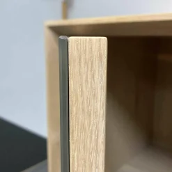 Highboard Murano Wildeiche massiv mit Glaselementen in grau