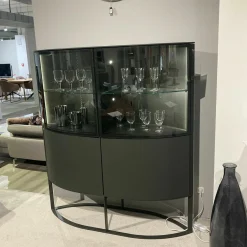 Highboard Navis 91403 Metall Anthrazit mit 2 Glastüren und LED-Beleuchtung
