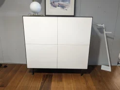 Highboard Nex Pur Box Lack 01 White Weiß Korpus Anthrazit Füße Metall Schwarz