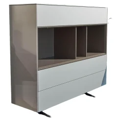 Highboard Soma Lack Matt Weiß Basalt Zargen Lack Weiß Matt Gestell Wange Alufarbig