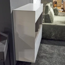 Highboard Soma Lack Matt Weiß Basalt Zargen Lack Weiß Matt Gestell Wange Alufarbig