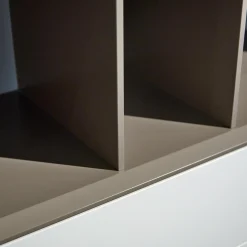 Highboard Soma Lack Matt Weiß Basalt Zargen Lack Weiß Matt Gestell Wange Alufarbig