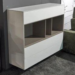 Highboard Soma Lack Matt Weiß Basalt Zargen Lack Weiß Matt Gestell Wange Alufarbig