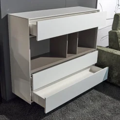 Highboard Soma Lack Matt Weiß Basalt Zargen Lack Weiß Matt Gestell Wange Alufarbig