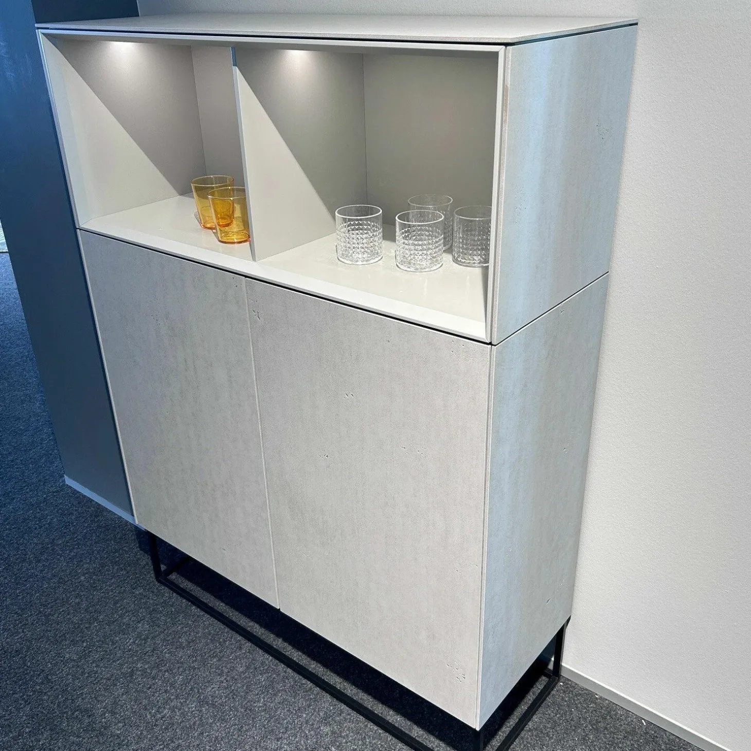 Highboard Soma Lack Steingrau Abdeckplatte Beton Grau Mit Beleuchtung