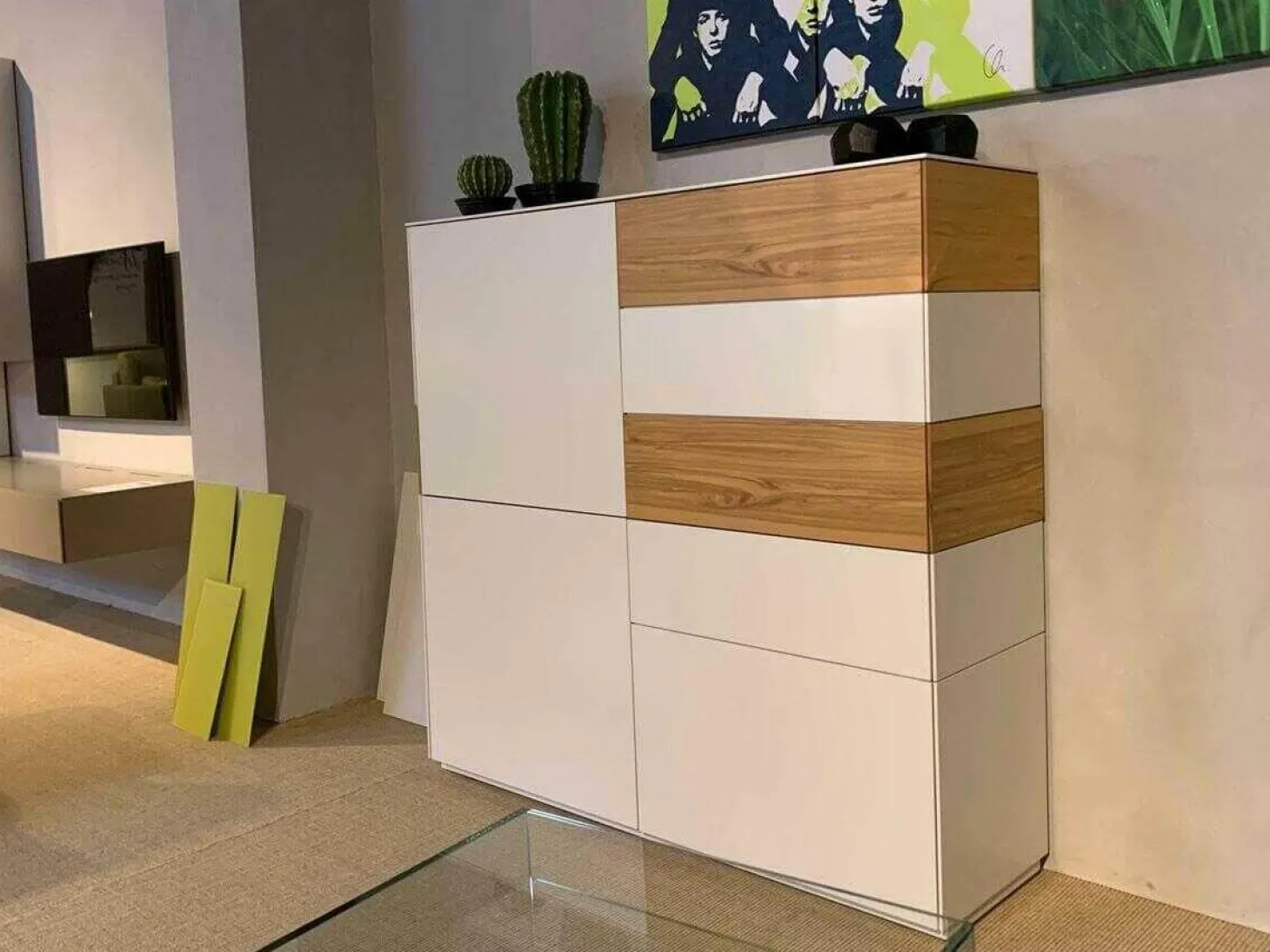 Highboard Soma Weiß Kernnussbaum Lemon