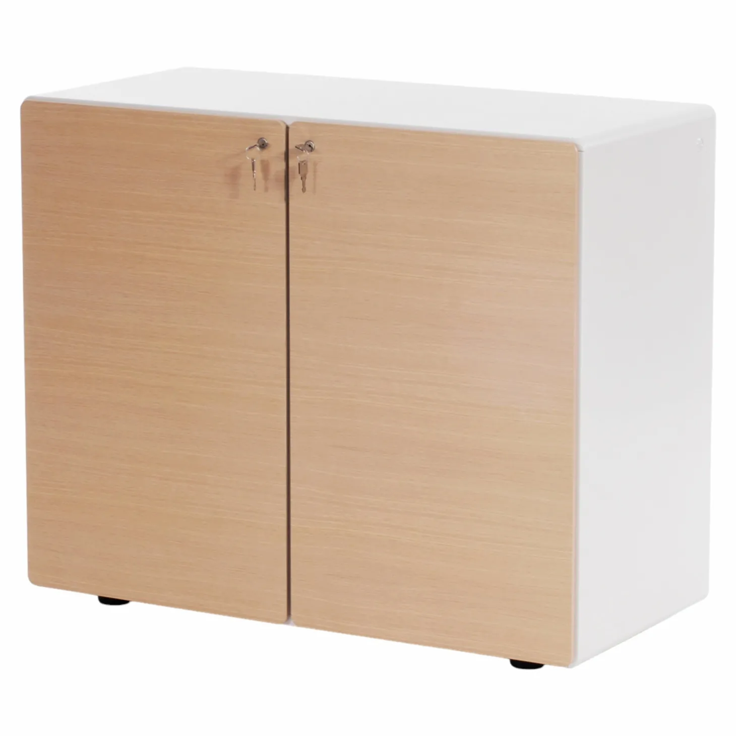 Highboard Star Strukturlack Weiß_x000b_Türfronten Eiche Hell_x000b_mit Fachböden