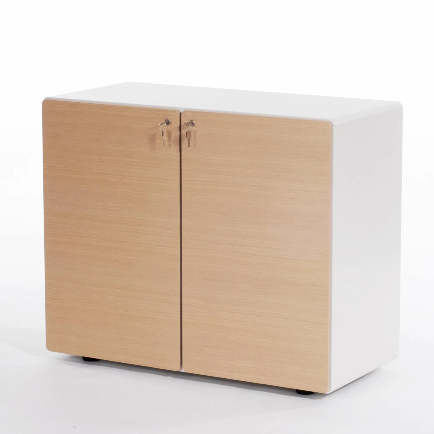 Highboard Star Strukturlack Weiß_x000b_Türfronten Eiche Hell_x000b_mit Fachböden