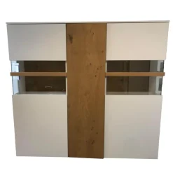 Highboard Sunberry 661 Glattlack 419 Blütenweiß Weiß 102 Ethno Eiche Mit Pushbeschlag Grifflos Inklusive Beleuchtung