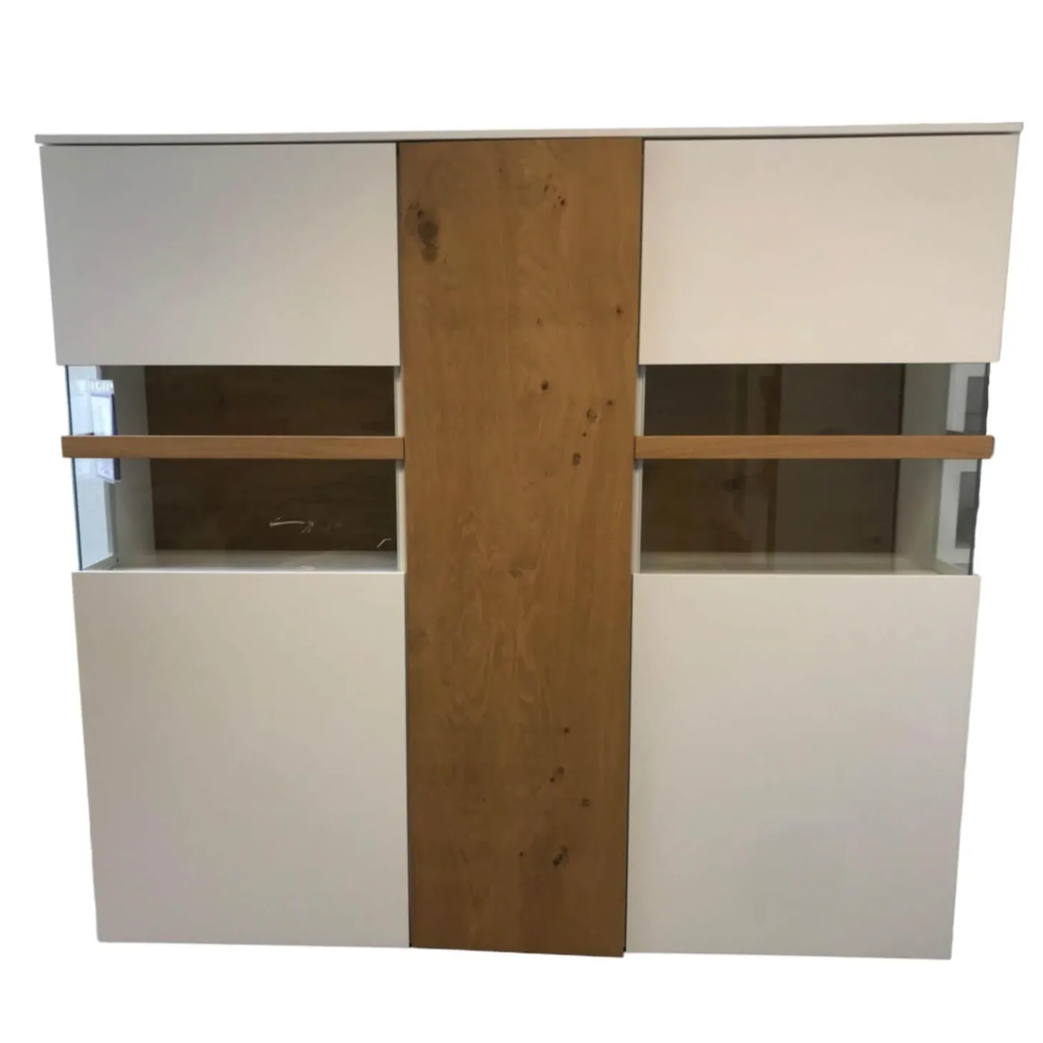 Highboard Sunberry 661 Glattlack 419 Blütenweiß Weiß 102 Ethno Eiche Mit Pushbeschlag Grifflos Inklusive Beleuchtung