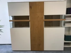 Highboard Sunberry 661 Glattlack 419 Blütenweiß Weiß 102 Ethno Eiche Mit Pushbeschlag Grifflos Inklusive Beleuchtung