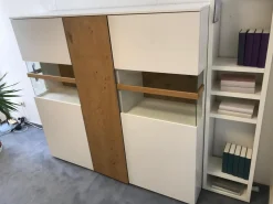 Highboard Sunberry 661 Glattlack 419 Blütenweiß Weiß 102 Ethno Eiche Mit Pushbeschlag Grifflos Inklusive Beleuchtung