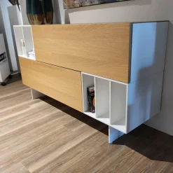 Highboard Wallover Eiche Echtholz Lack Matt Nero Stout Untergestell Metall