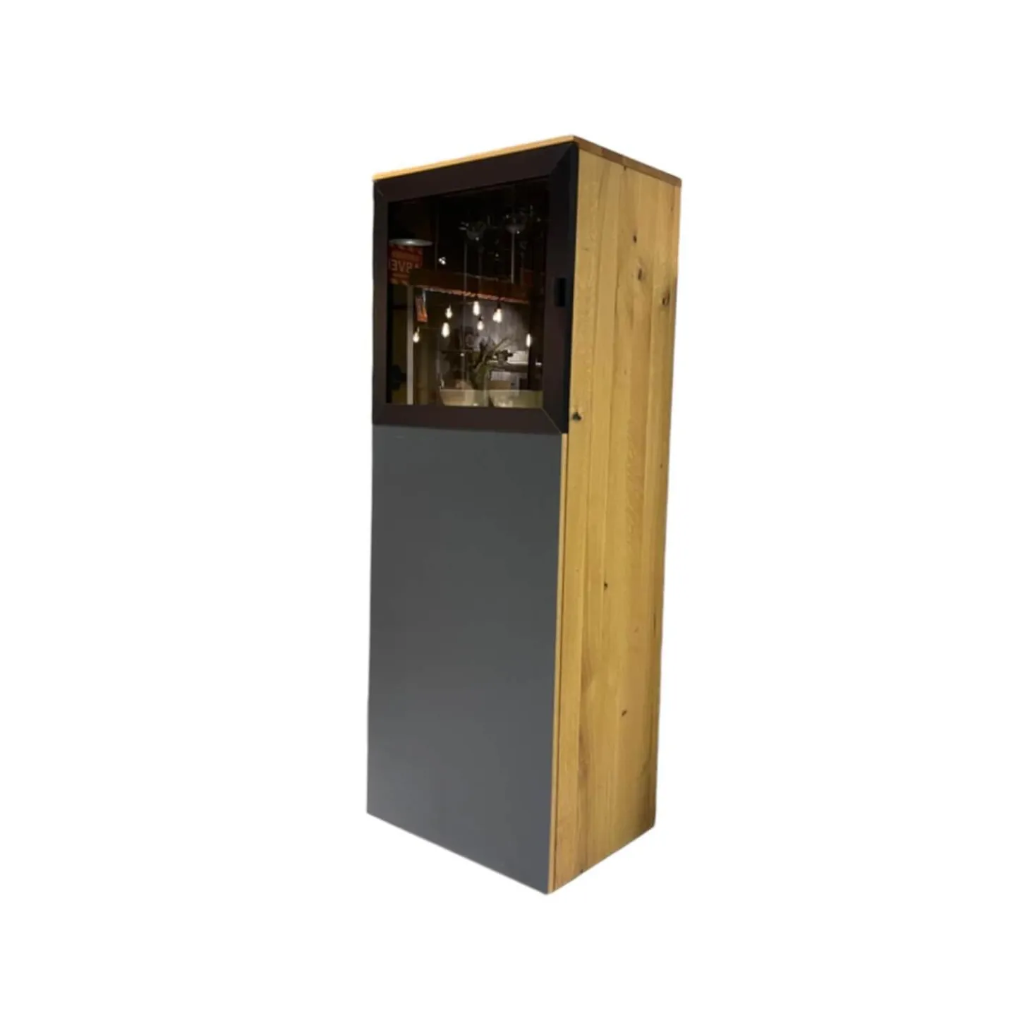 Highboard WK 490 Baristo 180180 Asteiche Massiv Natur 2502 Belassen Geölt Mit LED Beleuchtung