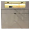 Highboard WM2380 Lack Samtgrau Wildeiche Massiv Soft Gebürstet Mit Glasausschnitt