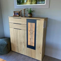 Highboard Wolter Wildeiche mit Akzentbeleuchtung