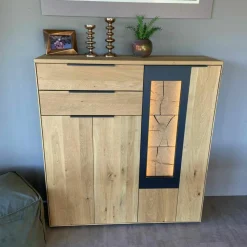 Highboard Wolter Wildeiche mit Akzentbeleuchtung
