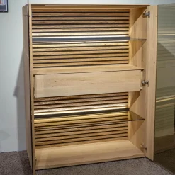 Highboard Yonna 7102 Kerneiche Natur Gebürstet Inklusive Beleuchtung