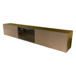Hängesideboard Cubus Light Lack M10 Bronze Metallic Grau Inklusive Vitrinenbeleuchtung