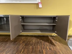 Hängesideboard Cubus Light Lack M10 Bronze Metallic Grau Inklusive Vitrinenbeleuchtung