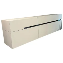 Hängesideboard Gap Lack Matt NCS S1502-Y Pearl Creme Fuge Chrom Rauchgrau