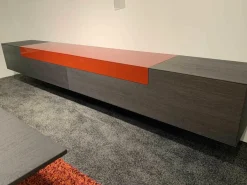 Hänge-Sideboard Nex Box Holz Grau Rot Lack