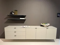 Hänge-Sideboard Soma Glas Steingrau Matt mit 2 Wandborden