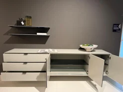 Hänge-Sideboard Soma Glas Steingrau Matt mit 2 Wandborden