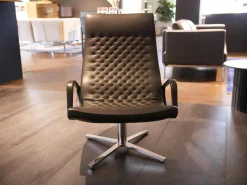 Hochlehn-Sessel DS-51 A Leder Touch Espresso Braun Ton in Ton Gestell 4-Fuß Chrom