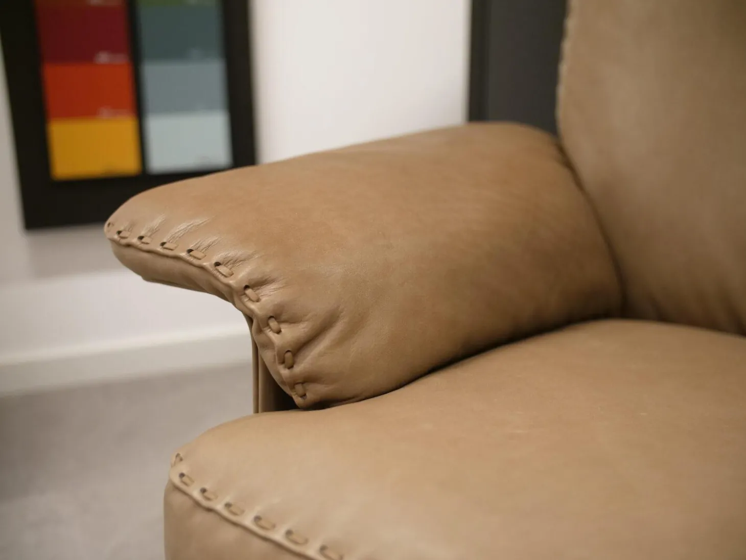 Hochlehnsessel DS-0031-111 Mit Hocker Leder Naturale 53 Noce 4-Sternfuß Schwarz Beschichtet