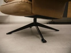 Hochlehnsessel DS-0031-111 Mit Hocker Leder Naturale 53 Noce 4-Sternfuß Schwarz Beschichtet