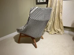 Hochlehnsessel Mbrace Stoff A 462 Cool Sage Grau Fasergeflecht Pepper Füße Teak Inklusive Hocker Und Kissen