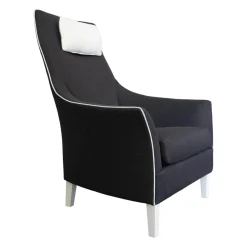 Hochlehnsessel Saloni Stoff Schwarz Palmira Cat. C 1640-191 Leder Weiß