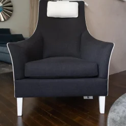 Hochlehnsessel Saloni Stoff Schwarz Palmira Cat. C 1640-191 Leder Weiß