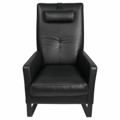 Hochlehnsessel Santos Leder Wildanilin L 7360 B Cat. 12 Schwarz Gestell Kufen schwarz