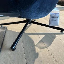 Hochlehnsessel Victor Stoff 4473 69 Dunkelblau Kreuzfuß Schwarz Inklusive Hocker