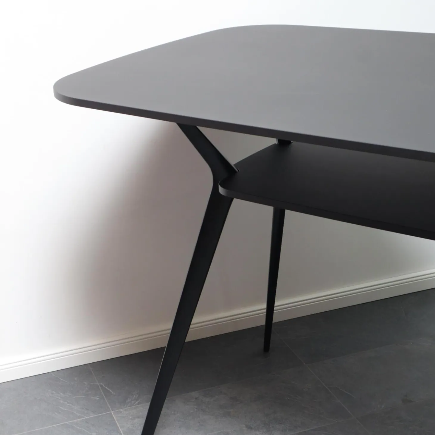 Hochtisch Biplane Platte MDF Und Gestell Aluminium Schwarz Lackiert