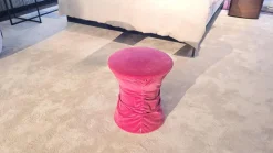 Hocker Bellows Velourstoff Harald 2 612 Rose Rosa