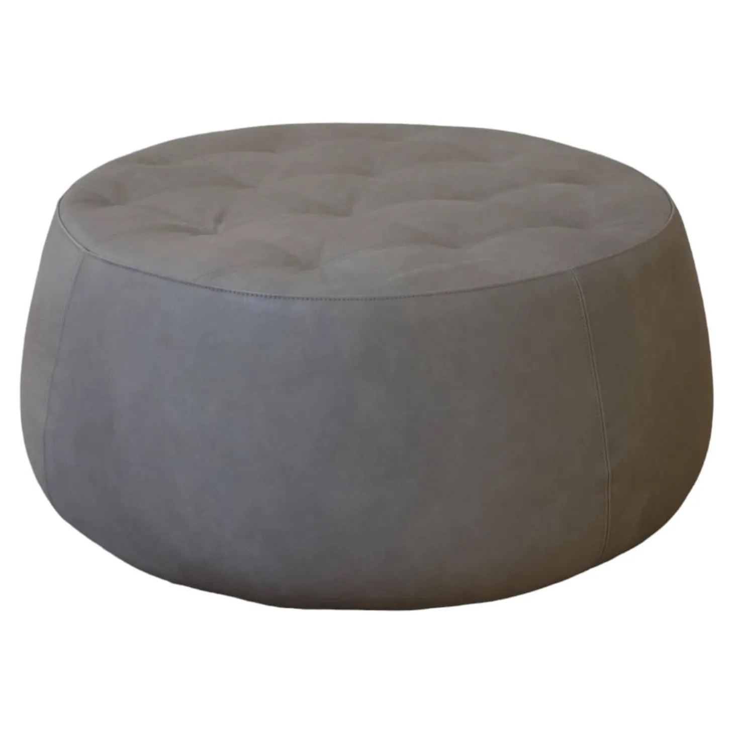 Hocker Big Jack Bezug Leder Rancho Cora Grau Beige