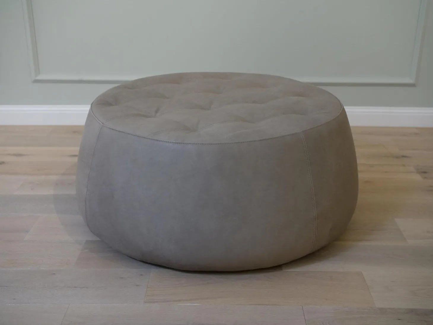 Hocker Big Jack Bezug Leder Rancho Cora Grau Beige