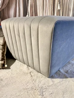 Hocker Boudoir Bezug Stoff 5002 Accente 9502 Flannel Gray Grau Mit Teflongleitern