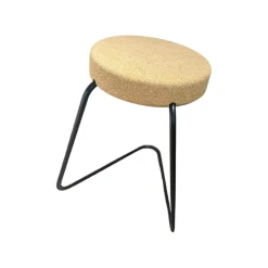Hocker CC2 Kork Metall Schwarz Pulverbeschichtet
