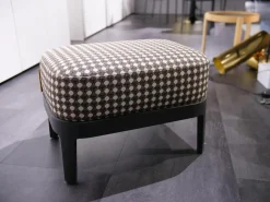 Hocker Chelsea Stoff Scuro Braun Weiß Gemustert Gestell Eiche Grau