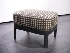 Hocker Chelsea Stoff Scuro Braun Weiß Gemustert Gestell Eiche Grau