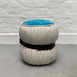 Hocker Chubby Chic Sitz Stoff Flock Türkis Weiß